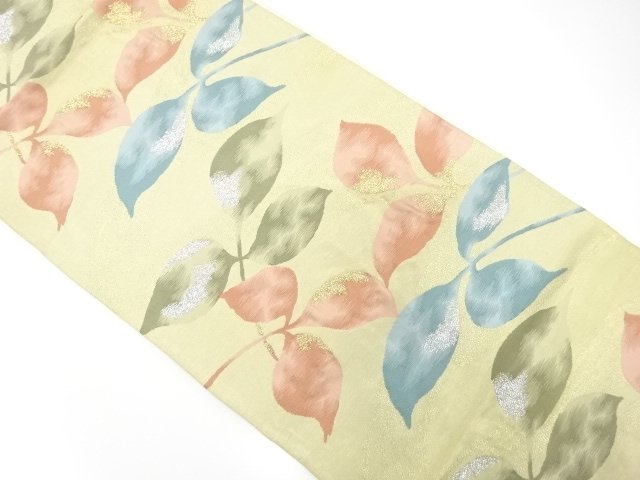 JAPANESE KIMONO / ANTIQUE FUKURO OBI / SILK / WOVEN STREAM & LEAVES